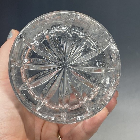 5 5/8" Vintage 20th C. Crystal Lidded Cylindrical Vanity Jar Container Decor - Picture 10 of 11